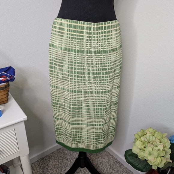 COS Mdi Green Checked Jacquard Knit Skirt S - Picture 2 of 6